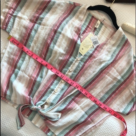 Elan Striped Tie Front Top Size M - Picture 14 of 15
